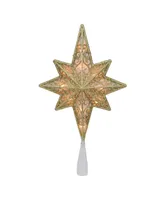 Northlight Lighted Gold Tone Frosted Star Of Bethlehem with Scrolling Christmas Tree Topper