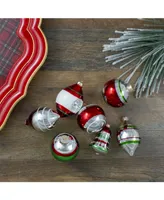 Northlight 9 Count Striped-Finish Glass Christmas Ornaments