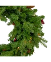 Northlight Pre-Lit Mixed Winter Berry Pine Artificial Christmas Wreath-Clear Lights