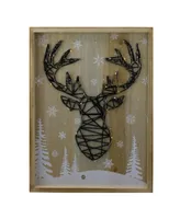Northlight Reindeer with Snowflakes and Trees Lighted Wooden Christmas Plaque