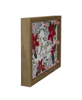 Northlight Lighted Wooden Frame Poinsettia "Joy To The World" in Glitter Christmas Plaque