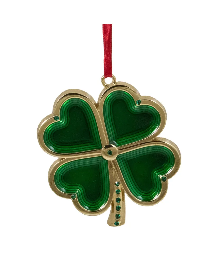 Northlight Luck of The Irish Clover with Crystals Christmas Ornament