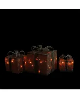 Northlight Lighted Natural Snowflake Burlap Gi Boxes Christmas Outdoor Decorations