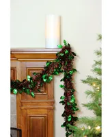 Northlight Unlit Shiny Christmas Tinsel Garland with Holly