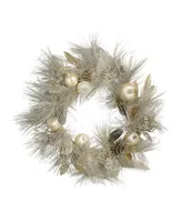 Northlight Unlit Champagne Gold Tone Pomegranate and Apple Pine Needle Christmas Wreath