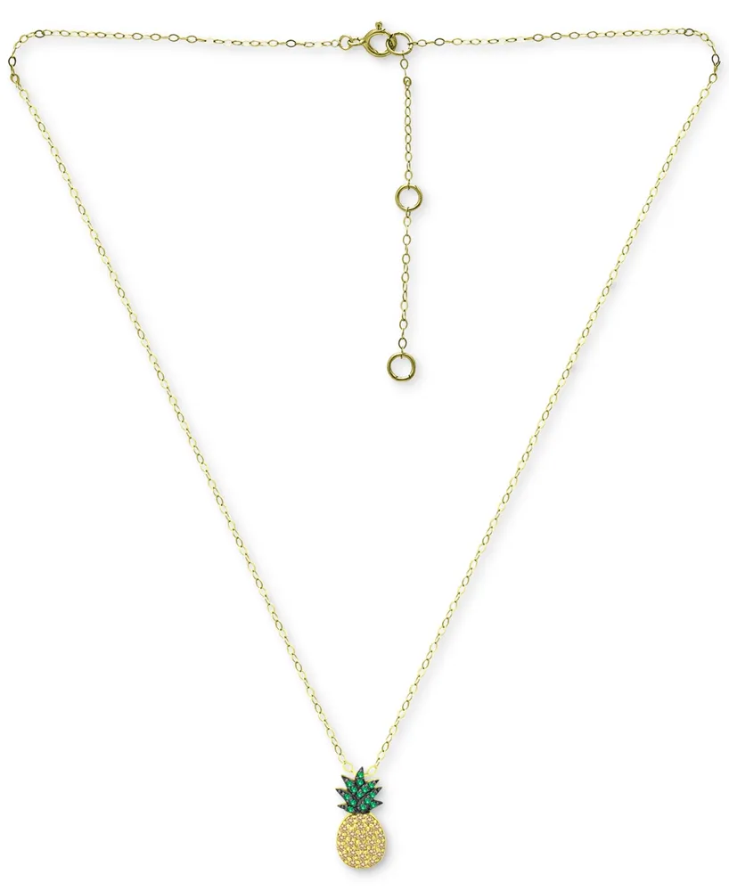 Giani Bernini Cubic Zirconia Pineapple Pendant Necklace in 18k Gold-Plated Sterling Silver, 16" + 2" extender, Created for Macy's