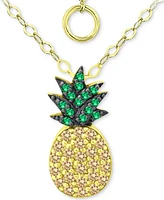 Giani Bernini Cubic Zirconia Pineapple Pendant Necklace in 18k Gold-Plated Sterling Silver, 16" + 2" extender, Created for Macy's