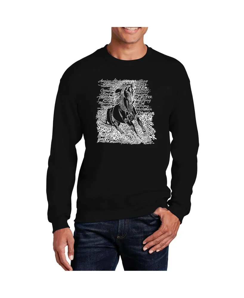 La Pop Art Men's Word Popular Horse Breeds Crewneck Sweatshirt
