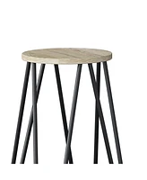 Simpli Home Simeon 30" Metal Bar Stool with Wood Seat