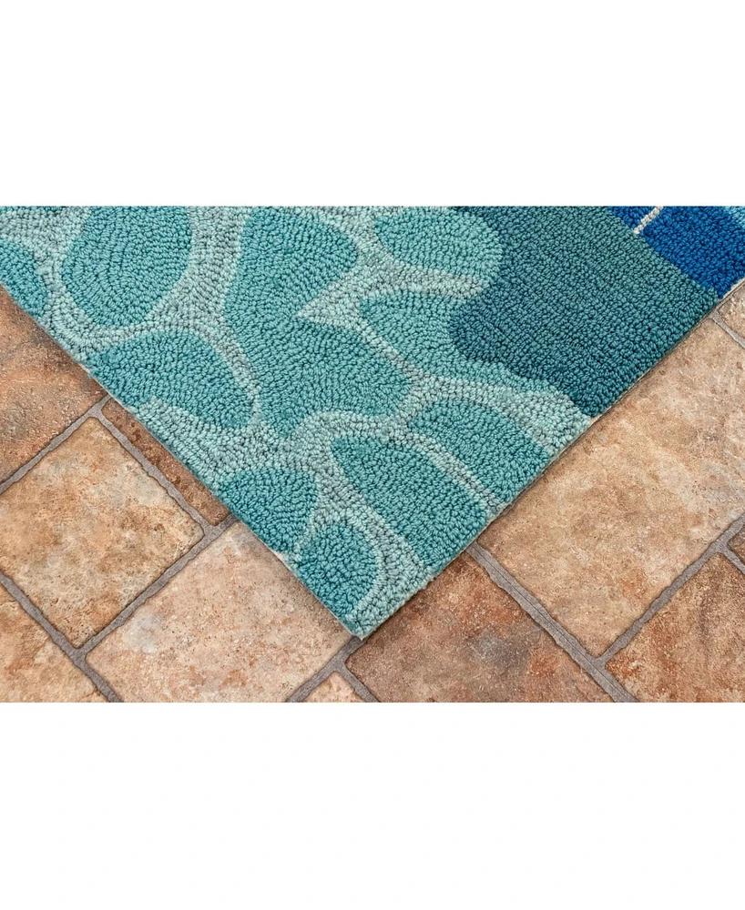 Liora Manne' Frontporch This Way To The Pool Aqua 1'8" x 2'6" Outdoor Area Rug