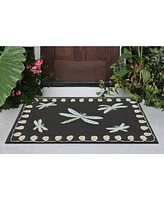 Liora Manne' Frontporch Dragonfly Black and Gray 2' x 3' Outdoor Area Rug