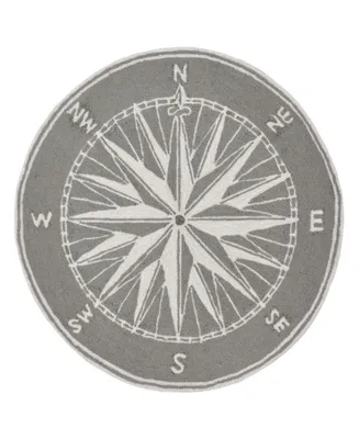 Liora Manne' Frontporch Compass Black and Gray 3' x 3' Round Rug