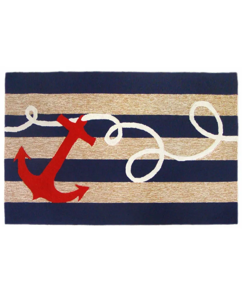 Liora Manne' Frontporch Anchor Blue 5' x 7'6" Outdoor Area Rug