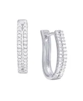 Macy's Cubic Zirconia 2-Row Hoop Earrings