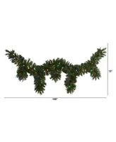 Nearly Natural Hanging Icicle Artificial Christmas Garland with 50 Led Lights, Berries and Pine Cones