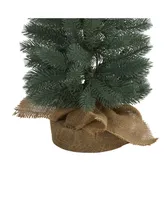 Nearly Natural Pine Artificial Christmas Tree with 70 Warm Lights Set in A Burlap Base