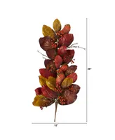 Nearly Natural Autumn Magnolia Leaf with Berries Artificial Tear Drop