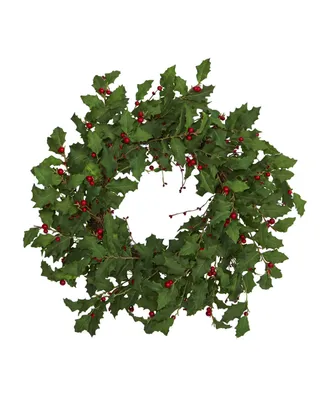 Nearly Natural Holly Berry Artificial Wreath
