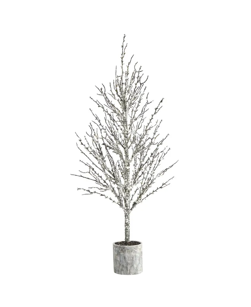 Nearly Natural Snowed Twig Artificial Tree in Decorative Planter