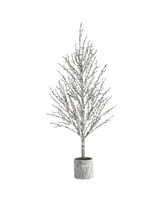 Nearly Natural Snowed Twig Artificial Tree in Decorative Planter