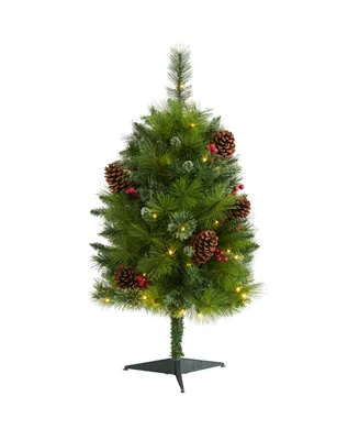 Nearly Natural Montana Mixed Pine Artificial Christmas Tree with Pine Cones