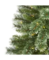 Nearly Natural Wisconsin Slim Snow Tip Pine Artificial Christmas Tree with 150 Clear Led Lights