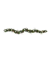 Nearly Natural Ornament and Pinecone Artificial Christmas Garland with 50 Clear Led Lights