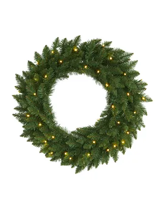 Nearly Natural Pine Artificial Christmas Wreath with 35 Clear Led Lights