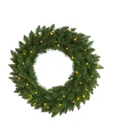 Nearly Natural Pine Artificial Christmas Wreath with 35 Clear Led Lights