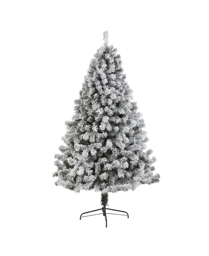 Nearly Natural Flocked West Virginia Fir Artificial Christmas Tree