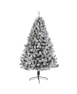 Nearly Natural Flocked West Virginia Fir Artificial Christmas Tree