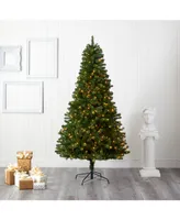 Nearly Natural Virginia Fir Artificial Christmas Tree with Clear Lights and Bendable Branches