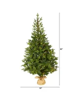 Nearly Natural Fraser Fir "Natural Look" Artificial Christmas Tree with 190 Clear Led Lights, A Burlap Base and 1217 Bendable Branches