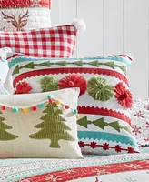 Levtex Let It Snow Sparkle Christmas Pom Decorative Pillow, 12" x 24"