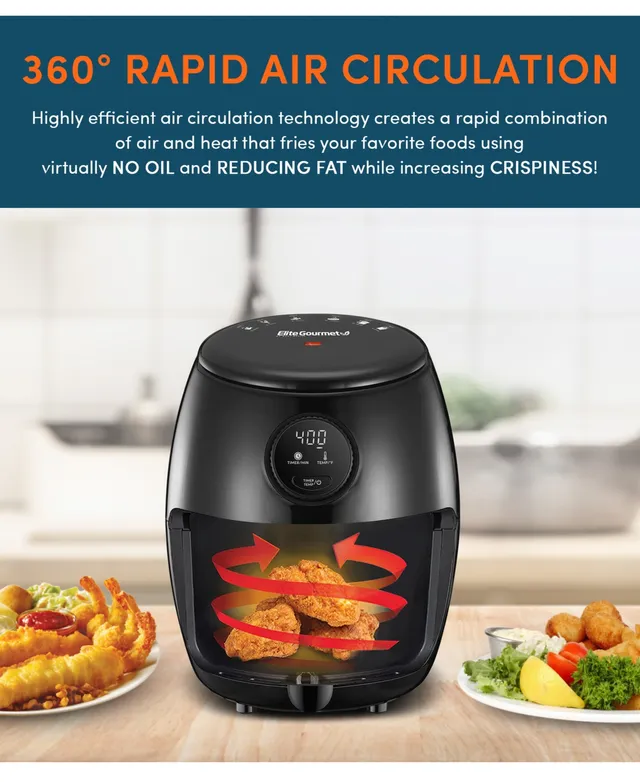 Elite Gourmet 2.1Qt. Compact Electric Hot Air Fryer with Timer &  Temperature Controls, 1000W - Macy's