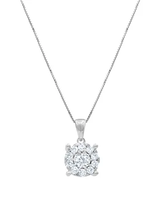 Diamond Halo 18" Pendant Necklace (3/4 ct. t.w.) 14k White, Yellow or Rose Gold