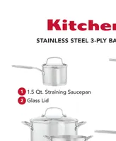 KitchenAid 3-Ply Base Stainless Steel 11 Piece Cookware Induction Pots and Pans Set