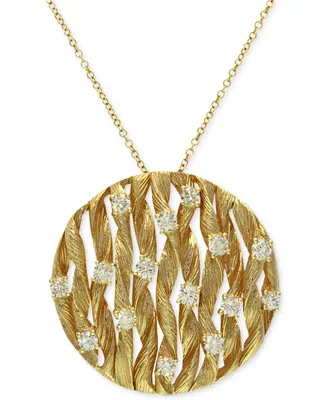 D'Oro by Effy Diamond Textured Circle Pendant (3/4 ct. t.w.) in 14k Gold