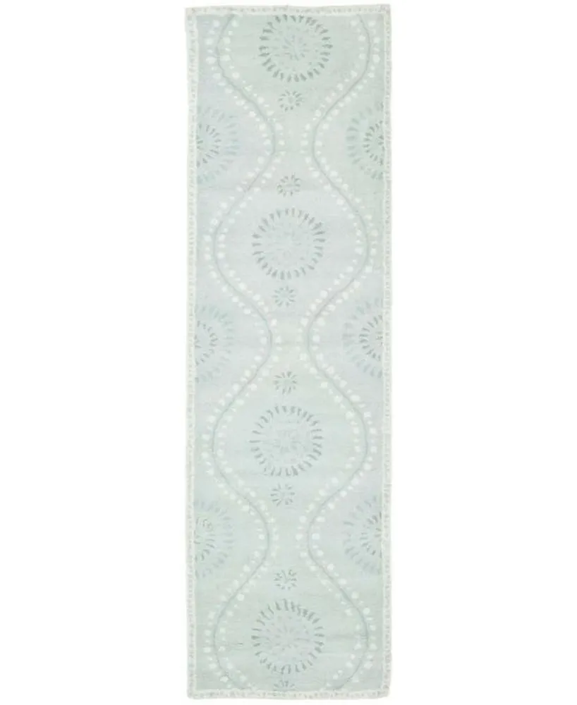 Martha Stewart Collection Ogee Dot MSR4532C Aqua 2'3" x 8' Runner Rug