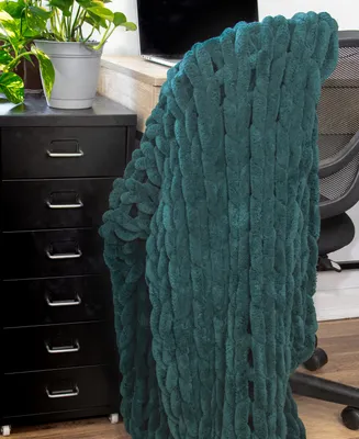 American Heritage Textiles Chenille Knitted Throw, 40" L X 50" W