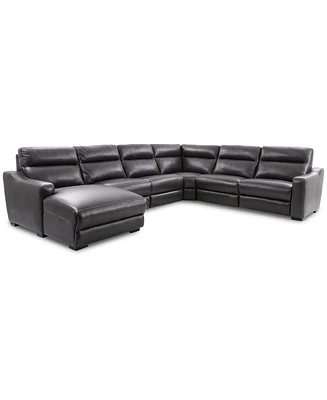 Gabrine -Pc. Leather Sectional with Power Headrests and Chaise