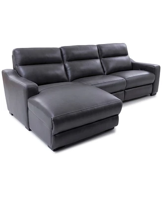 Gabrine 3-Pc. Leather Sectional with 1 Power Headrest and Chaise, Created for Macy's