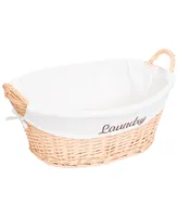 Vintiquewise Willow Laundry Hamper Basket with Liner and Side Handles