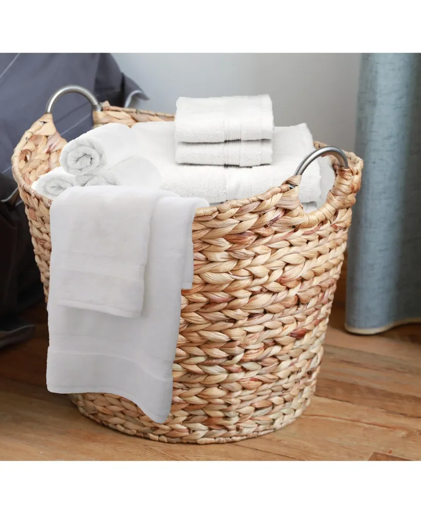 Vintiquewise Water Hyacinth Wicker Large Round Storage Laundry Basket with Handles