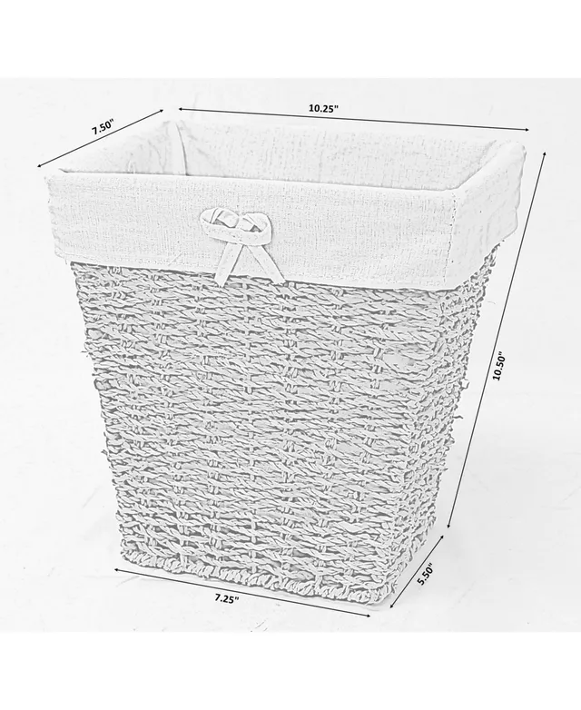 Vintiquewise Woven Seagrass Small Waste Bin Lined with White Washable Lining