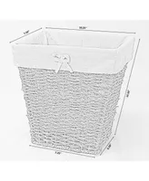 Vintiquewise Woven Seagrass Small Waste Bin Lined with Washable Lining