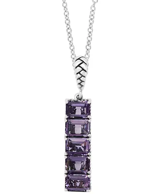 Effy Amethyst Vertical Bar 18" Pendant Necklace (5-3/4 ct. t.w.) in Sterling Silver