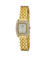 Bob Mackie Women's Gold-Tone Alloy Bracelet Panther Link Square Stone Bezel Watch, 23mm - Gold