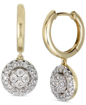 Diamond Cluster Dangle Hoop Drop Earrings (1/2 ct. t.w.) in 14k Gold