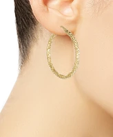 Italian Gold Snake Texture Hoop Earrings in 10k Gold 40mm